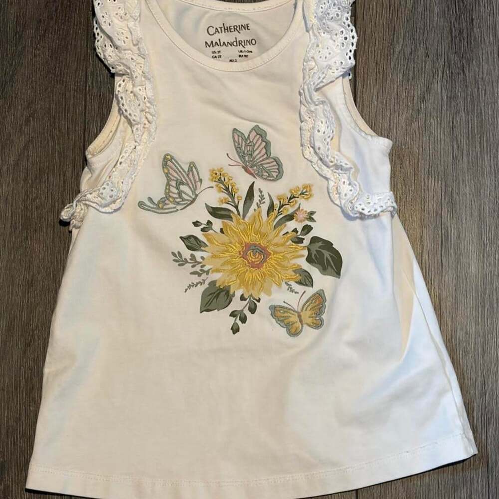 Catherine Malandrino Girls' White and Cream Vest